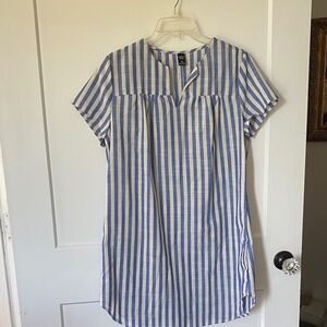 Emery Rose Blue & White Striped Dres